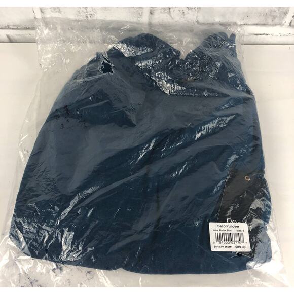 Peach Saco Pullover Marine Blue V Neck Soft Athletic Off Shoulder Sz. S NEW - Picture 5 of 12